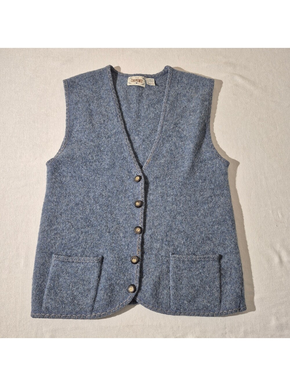 Chamonix 80s Shetland wool womens button-front L Large sweater vest
